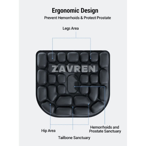 "ZAVREN Anti-Decubitus, built in inflator Air Cushion for Men – Prostate Protection, Pressure Relief, and Lumbar Support – Ergonomic Inflatable Seat Pad for Office, Car, Wheelchair, and Home Use"