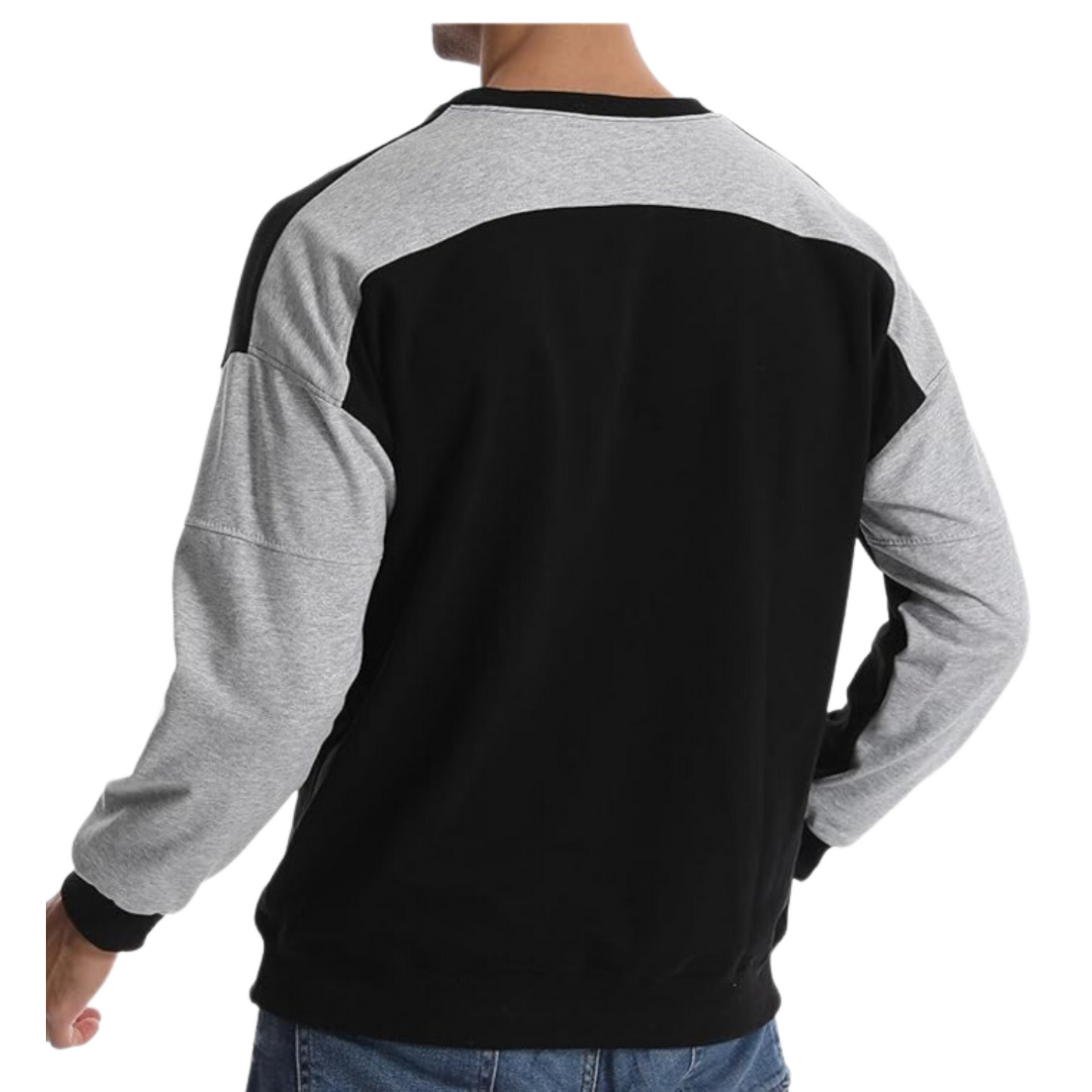 Men's Crewneck Sweatshirts Patchwork Athletic Workout Sweat Shirt Casual Loose fit Long Sleeve Pullover Tops for Men