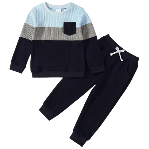 Kid Toddler Boy Clothes Color Block Sweatshirt and Casual Pants 2Pcs Boys Fall Winter Outfits