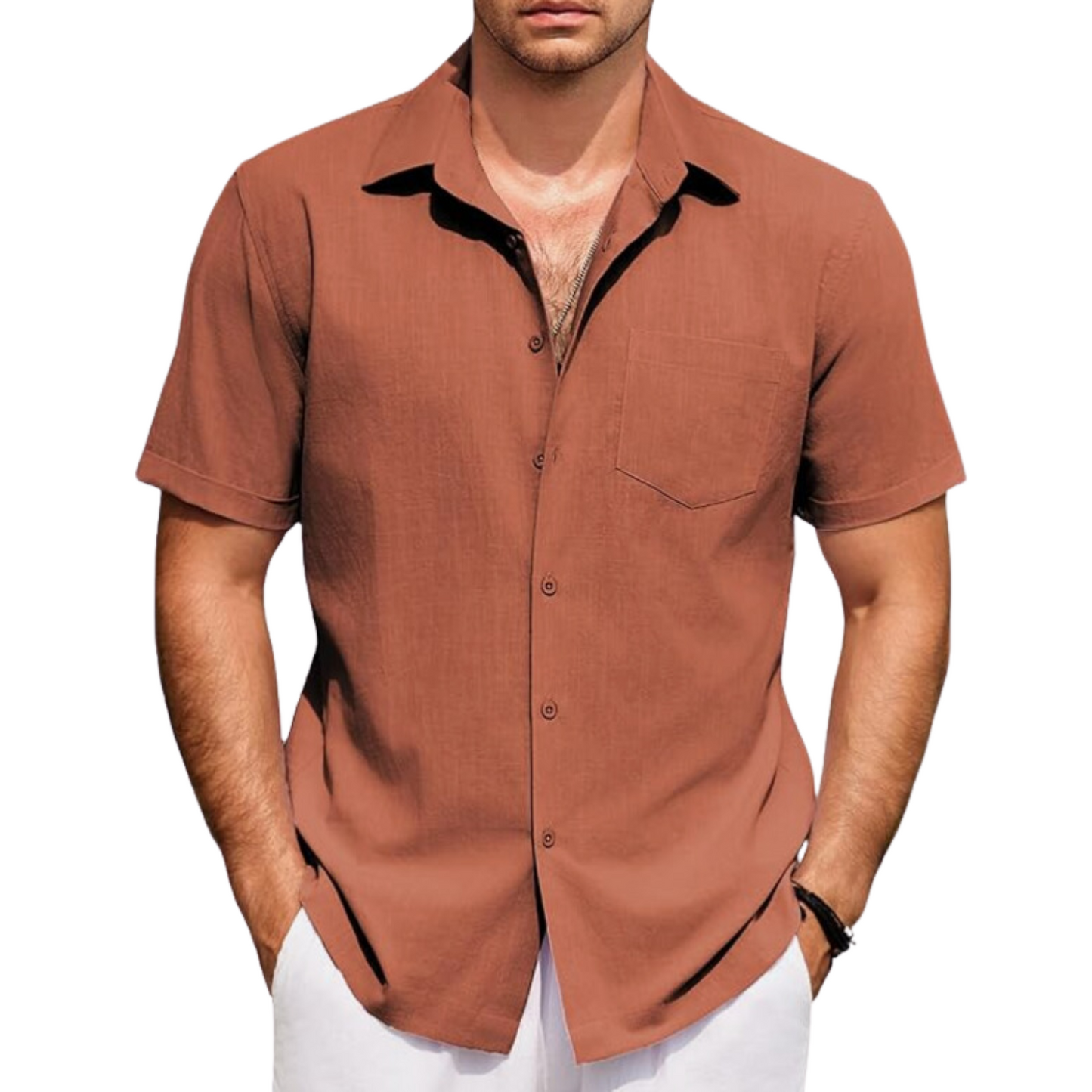 Mens Short Sleeve Button Down Shirts 100% Cotton Beach Style Textured Shirts