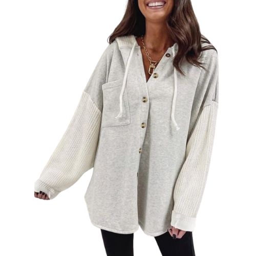 Oversized Sweatshirts for Women Loose Fit Casual Long Sleeve Button Hooded Sweatshirt Hoodie with Pocket