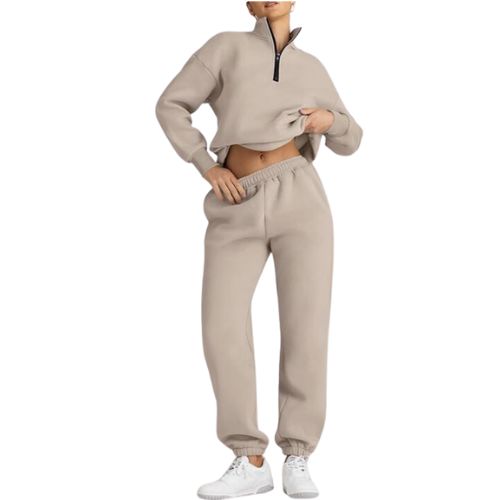 Women's Sweatsuits 2 Piece Outfits Long Sleeve Half Zip Pullover and Baggy Sweatpants with Pockets