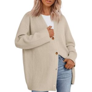 Women Oversized Cardigan Sweater Fall Outfits Cloth Fashion V Neck Knit Button Front Casual Trendy Tops