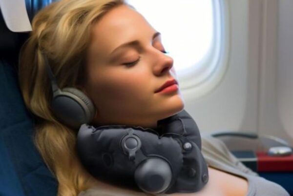 ZAVREN "Inflatable Neck Pillow with Built-in Inflator for Travel, Office, and Home - Ergonomic Support, Lightweight & Compact Design for Airplanes, Cars, and More