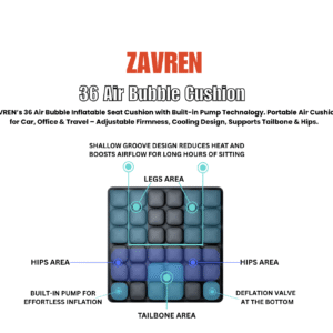 Zavren 36 Air Bubble Portable Inflatable Seat Cushion – Self-Inflating, Breathable, Anti-Slip for Pain & Pressure Relief – No Extra Inflator Needed (Copy)